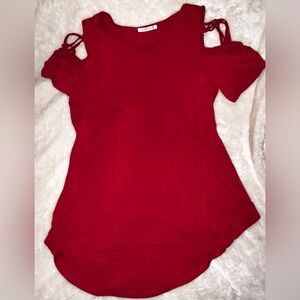 Adreamly Red Cold Shoulder Blouse